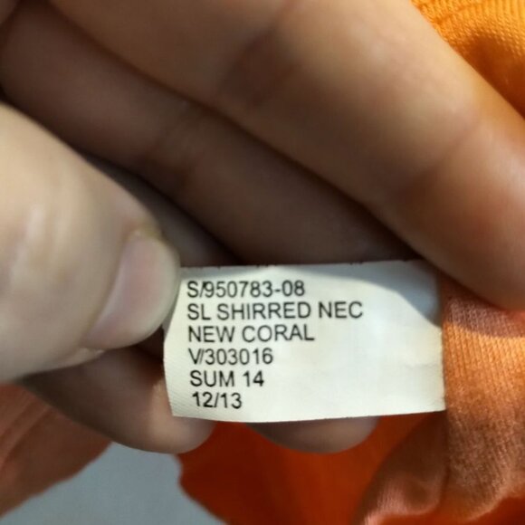 Sexy Y2K Banana Republic Sleeveless Top Gathered Plunging Neckline in Coral - Picture 11 of 16